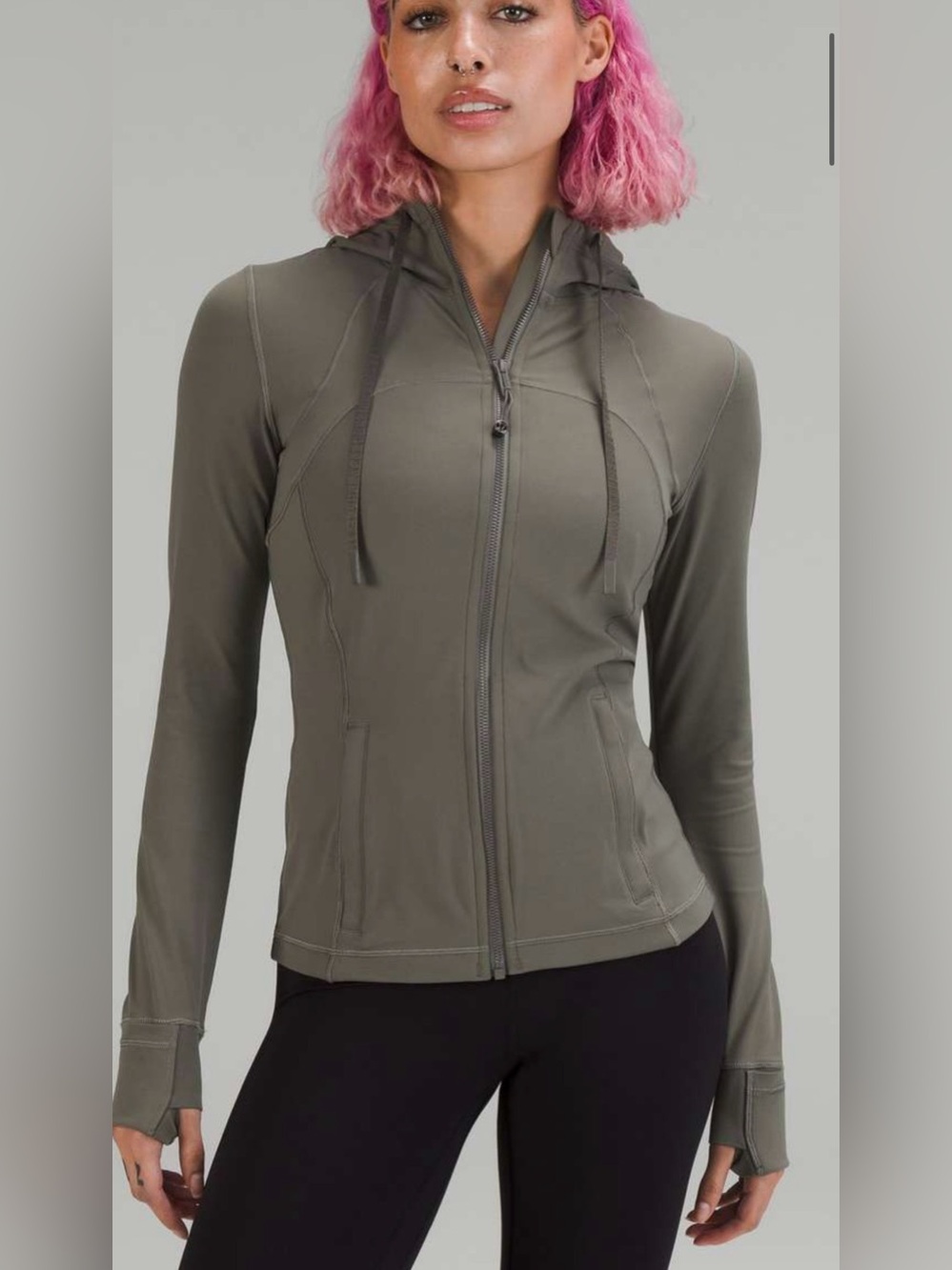lululemon athletica grey Zip-Up Hooded Jacket